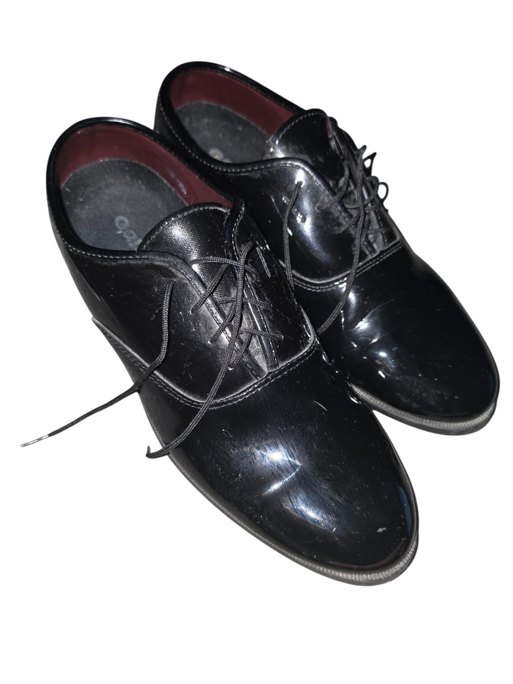5/7/4. Gateway Mens Black Patent Patent Leather Oxford Shoes